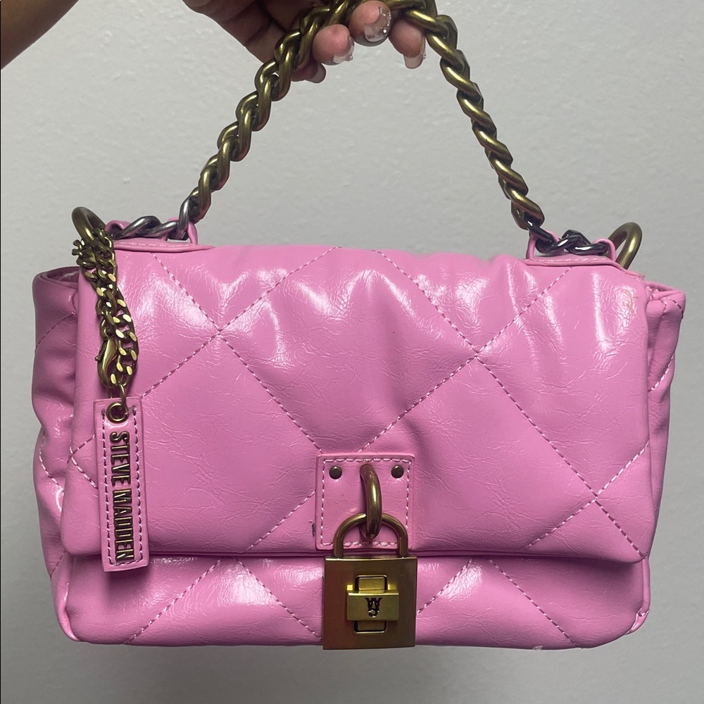 Steve Madden Pink Quilted Bag with Chain Handle